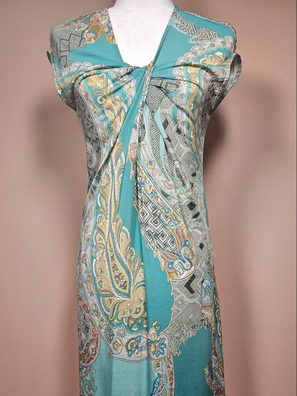 Etro Mint Green & Pastel Sleeveless Summer / Spring Dress Sz 8